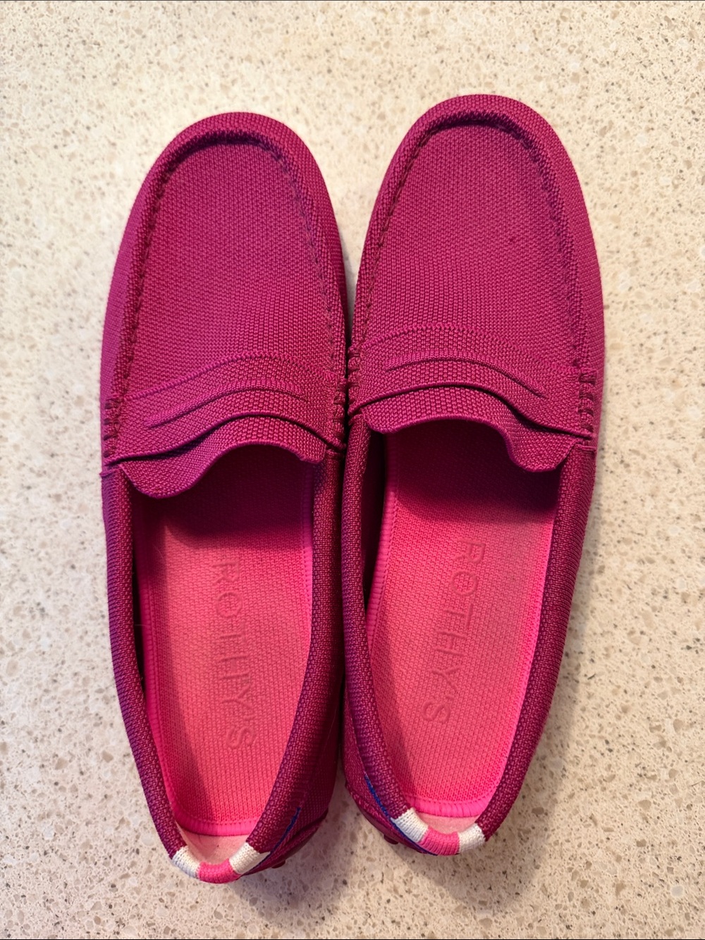 Rothy's Magenta Knit Penny Loafers